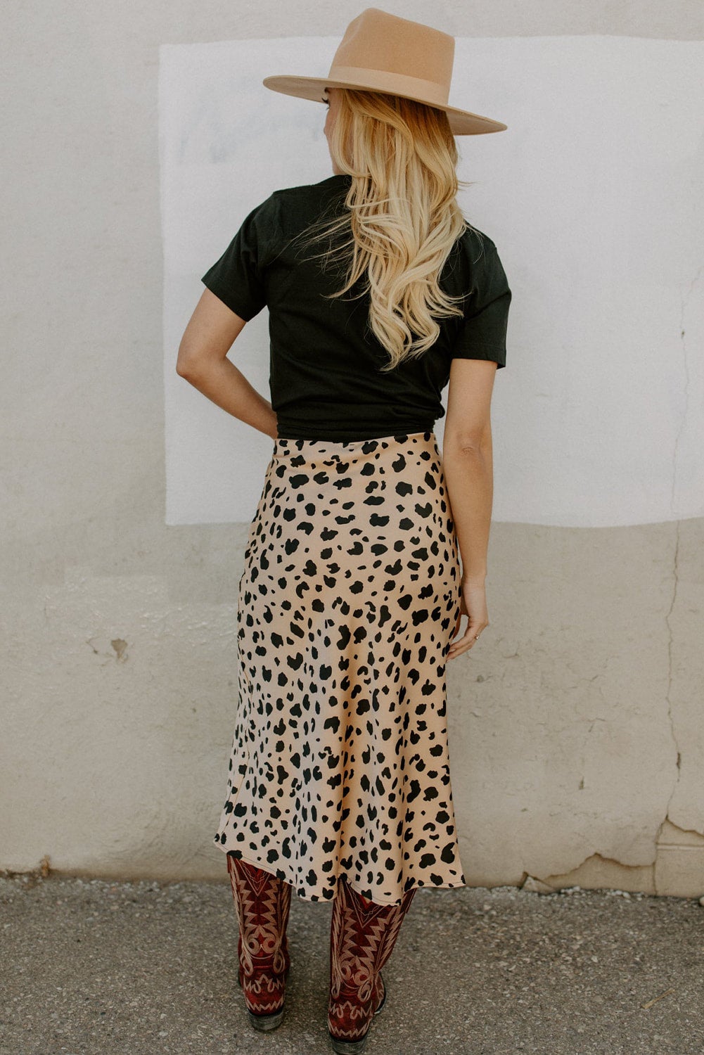 Khaki leopard print midi skirt best sale